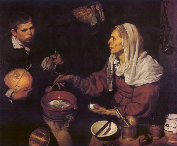 VELAZQUEZ, Diego Rodriguez de Silva y Old Woman Poaching Eggs et